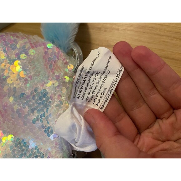 Midwood Brands Unicorn Rainbow Sequin Stuffed Animal Purse  10" - Picture 6 of 9